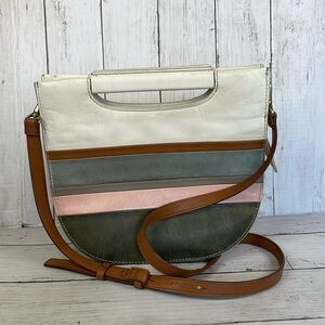 Fossil Hazel Striped Suede and Leather Convertible Crossbody Clutch